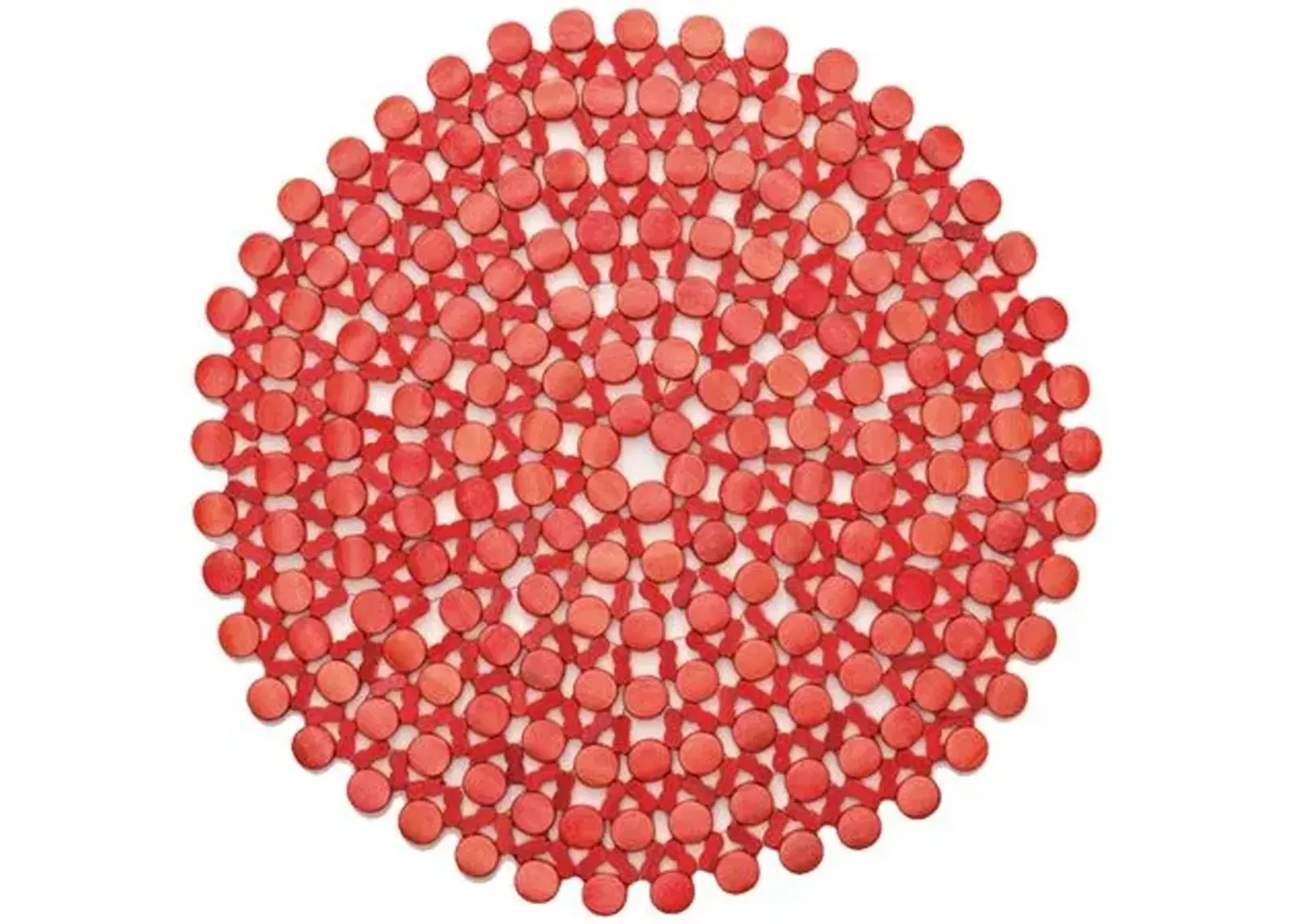 Set of 4 Round Place Mats - Coral - Kim Seybert - Red