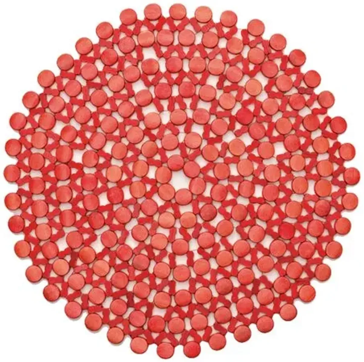 Set of 4 Round Place Mats - Coral - Kim Seybert - Red