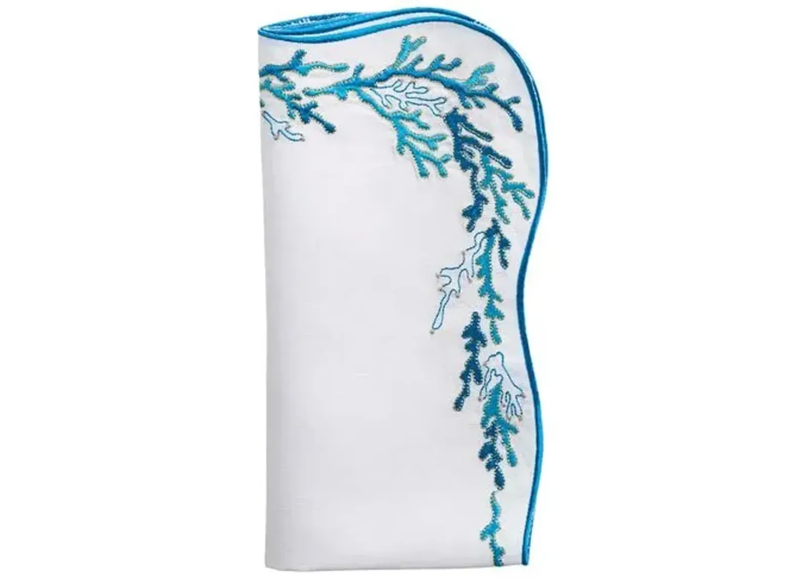 Set of 4 Reef Dinner Napkins - Turquoise - Kim Seybert - Blue