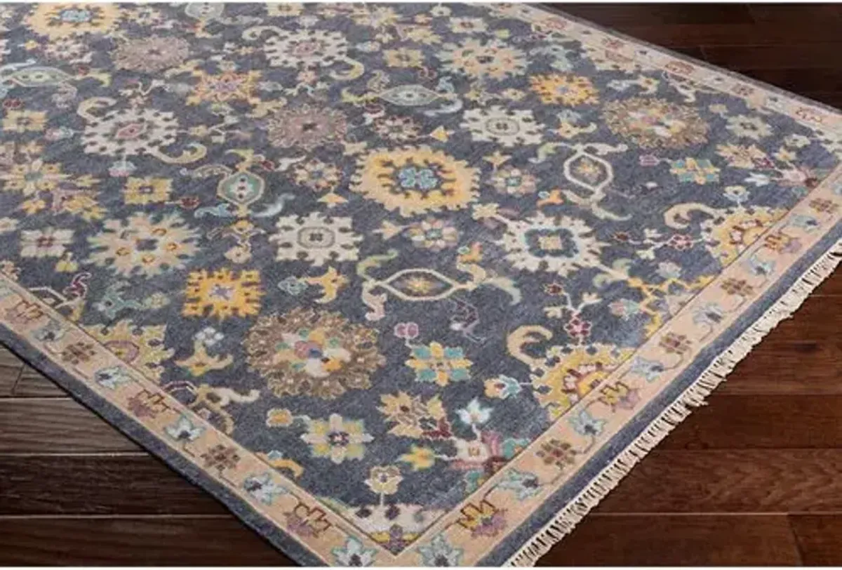 Urdin Hand-Knotted Rug - Slate - Blue - Blue