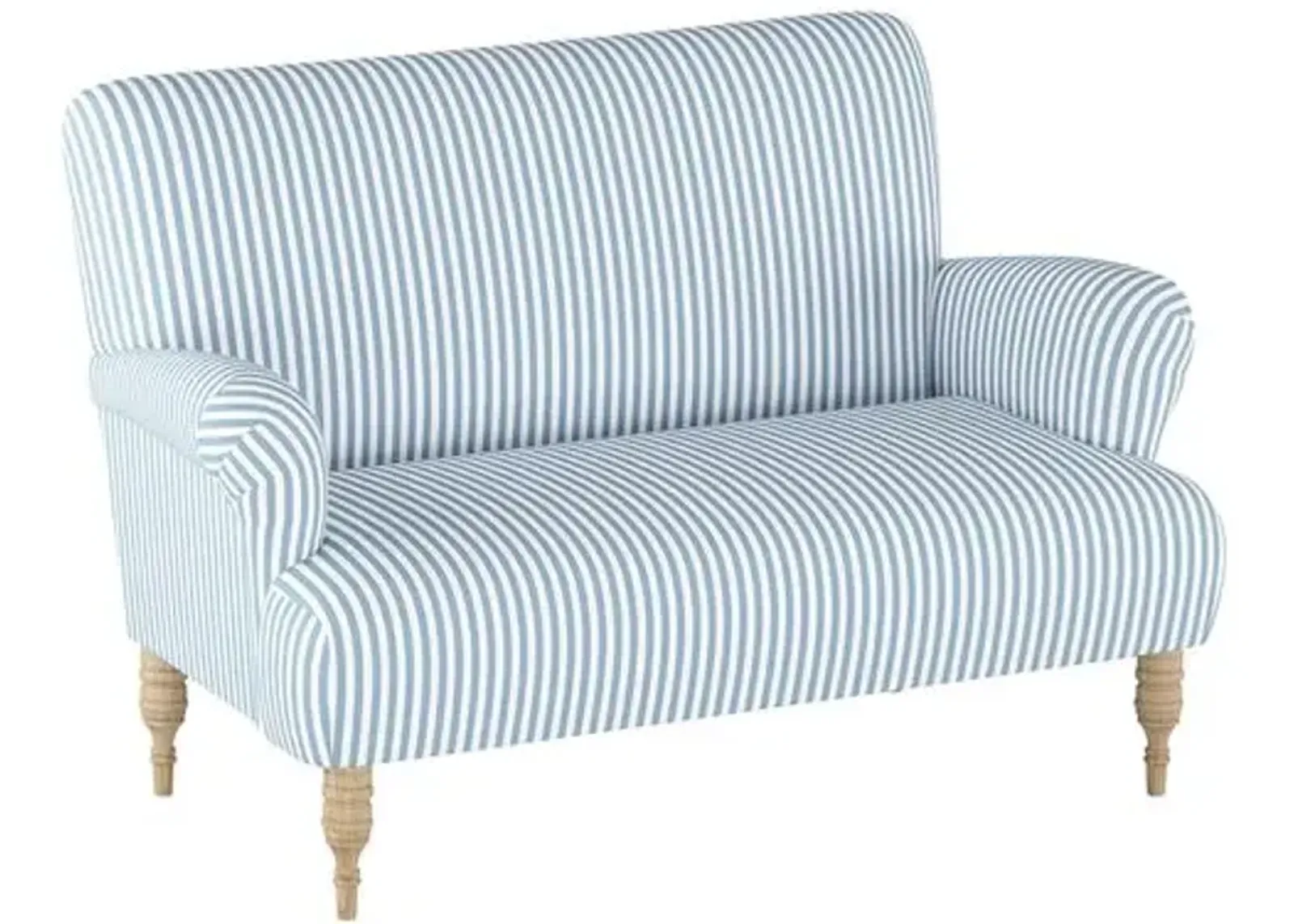 Nicolette Stripe Settee - Blue/White - Handcrafted