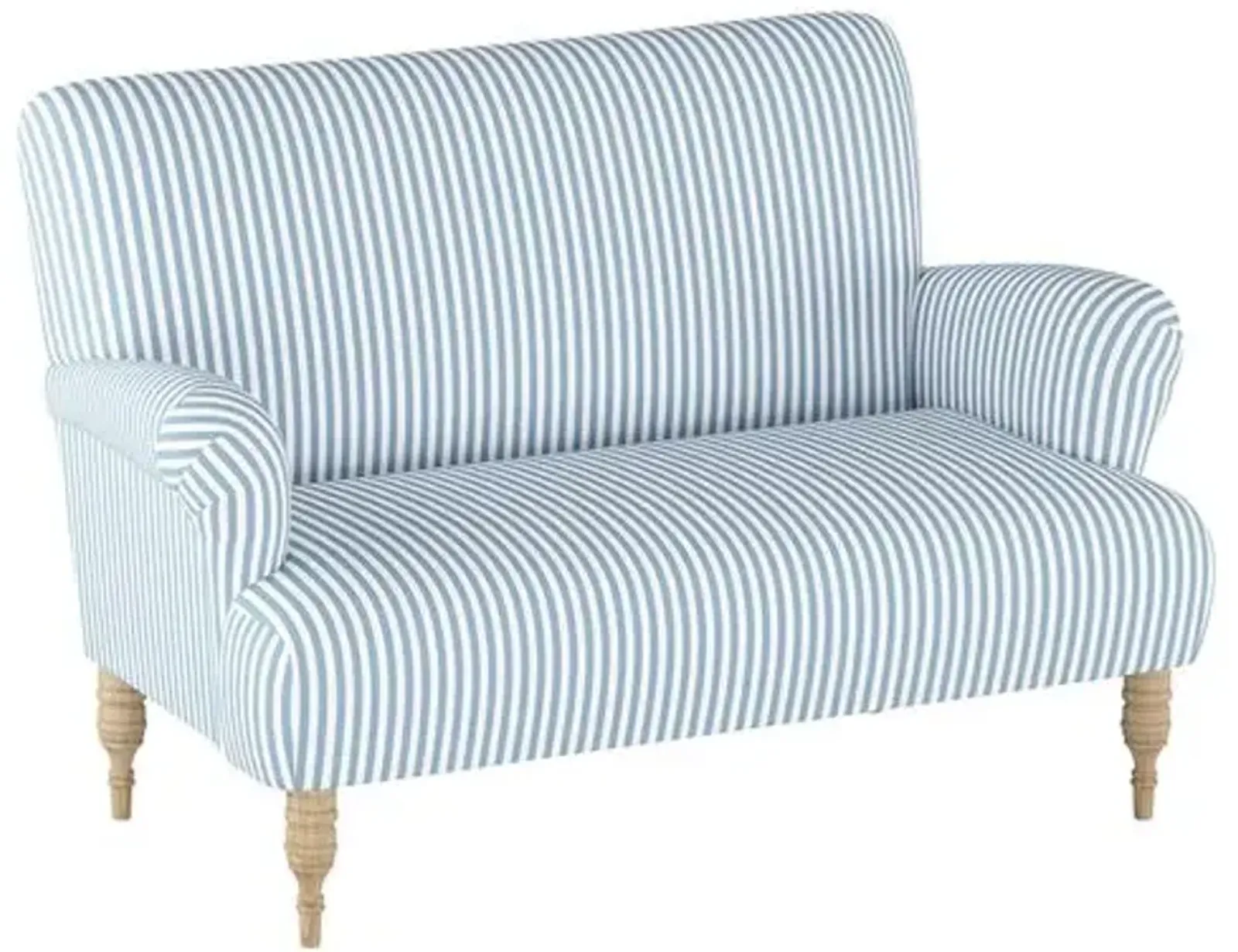 Nicolette Stripe Settee - Blue/White - Handcrafted