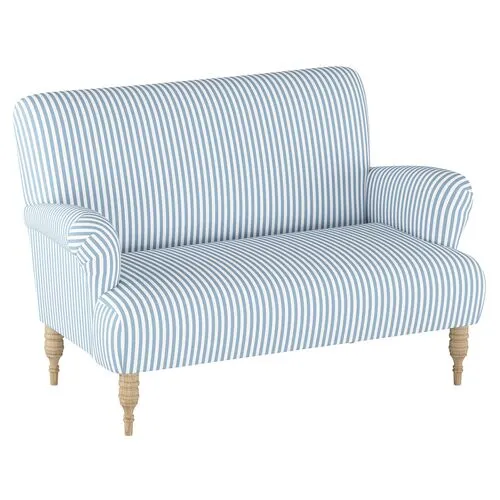 Nicolette Stripe Settee - Blue/White - Handcrafted