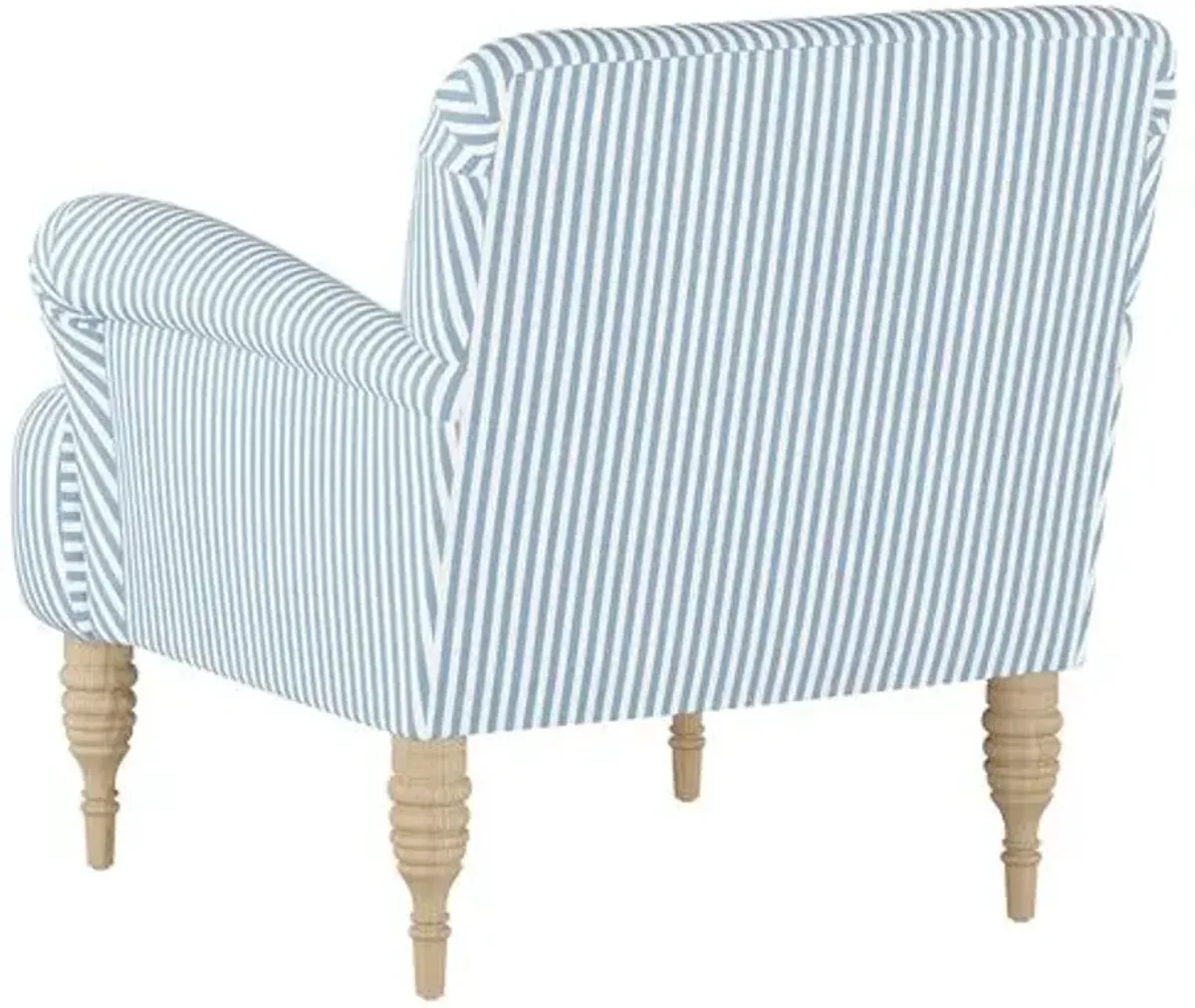 Nicolette Club Chair - Blue Stripe - Hancrafted in the USA