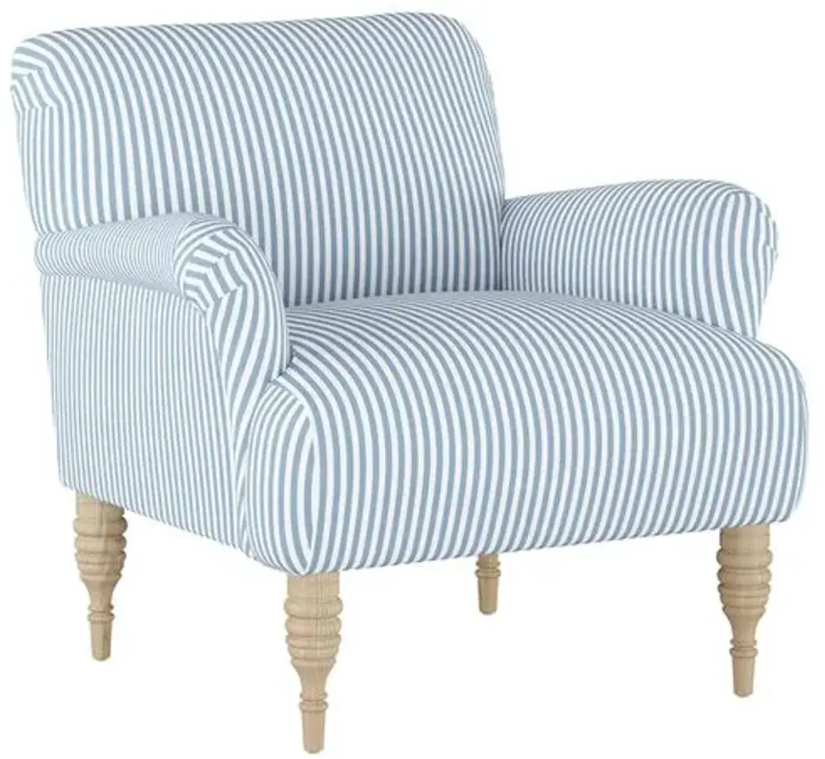 Nicolette Club Chair - Blue Stripe - Hancrafted in the USA