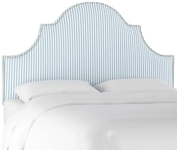 Hedren Arched Headboard, Blue/White Ticking Stripe