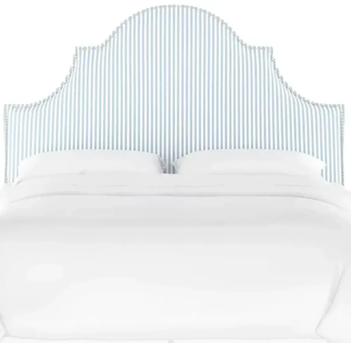 Hedren Arched Headboard - Blue/White Ticking Stripe - Handcrafted