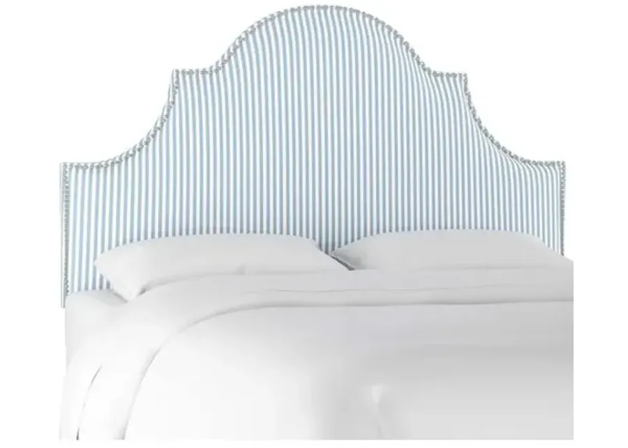 Hedren Headboard - Ticking Stripe - Handcrafted - Blue