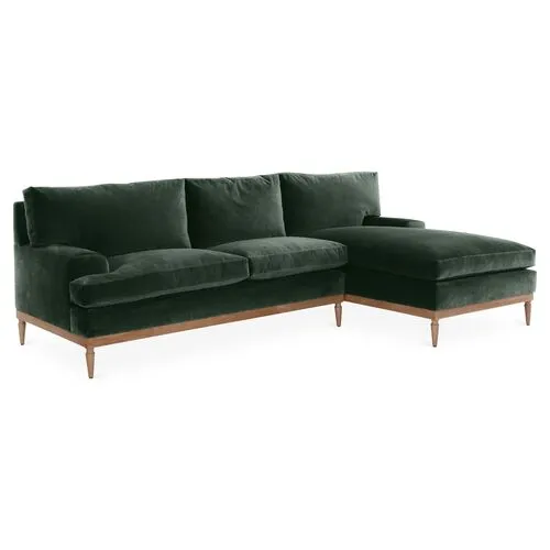 Sutton Velvet RF Sectional - Green