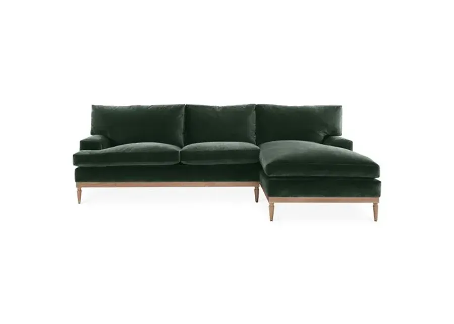 Sutton Velvet RF Sectional - Green