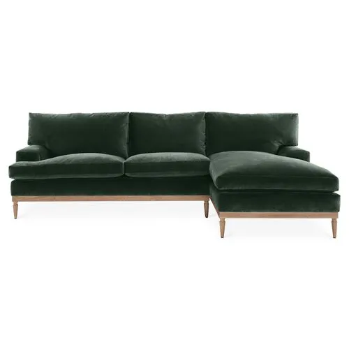 Sutton Velvet RF Sectional - Green