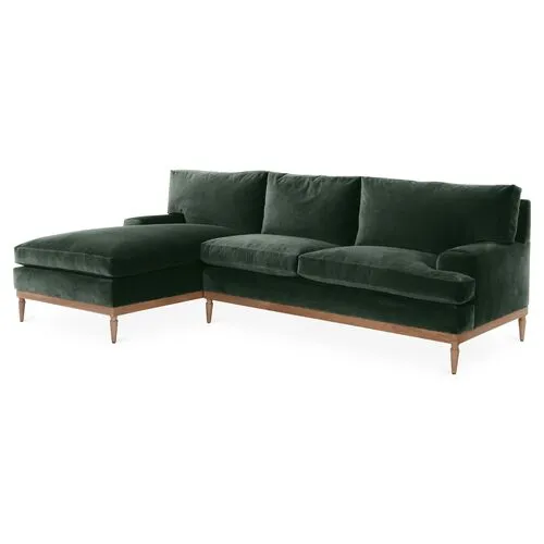 Sutton Velvet LF Sectional - Green