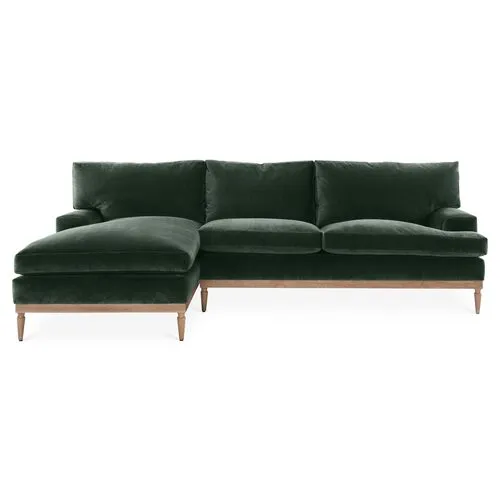 Sutton Velvet LF Sectional - Green