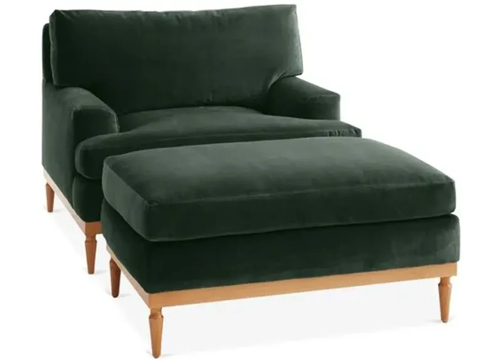 Sutton Velvet Club Chair & Ottoman Set