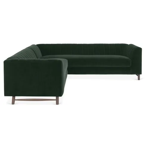 Alden Velvet Sectional - Green