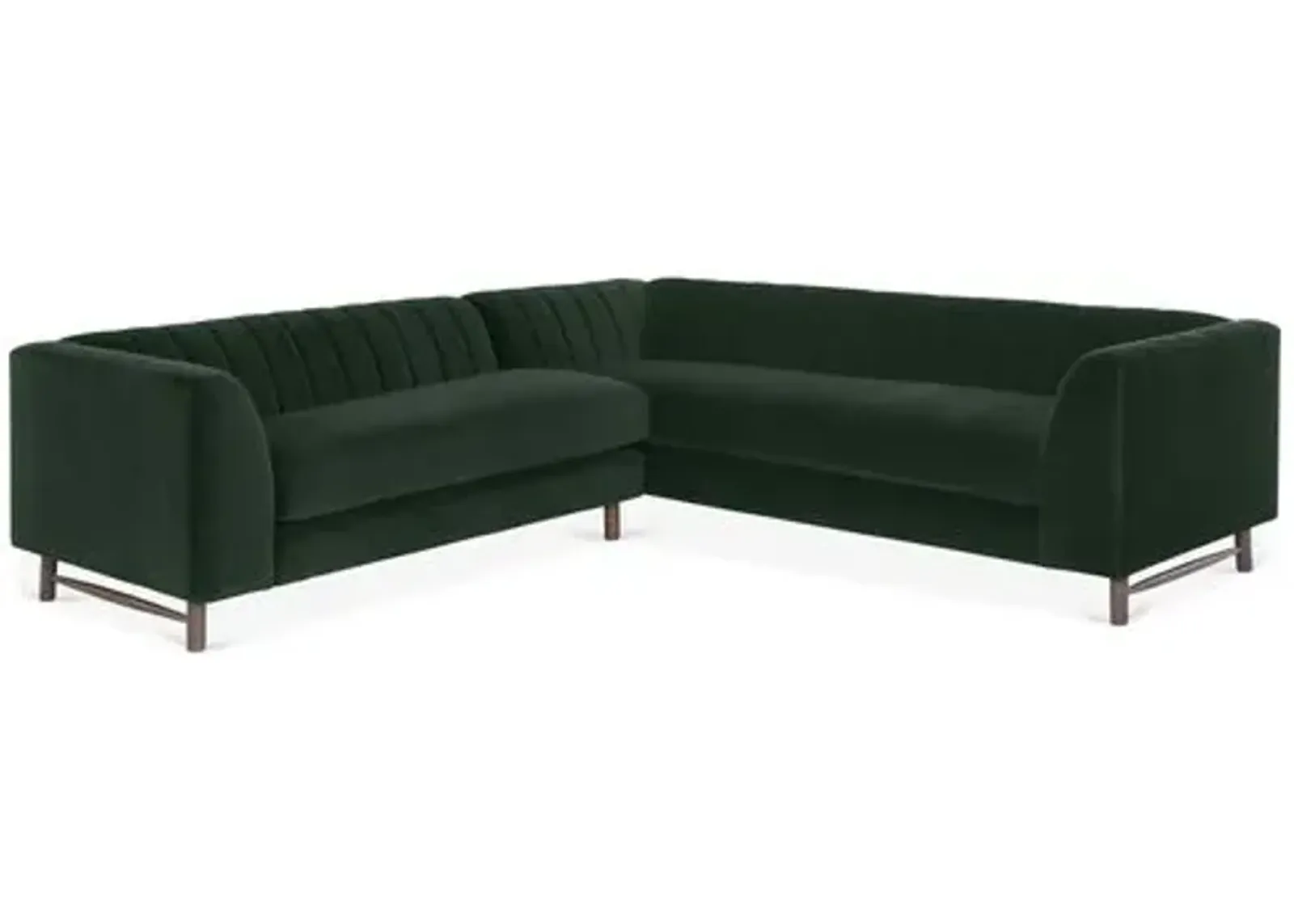 Alden Velvet Sectional - Green