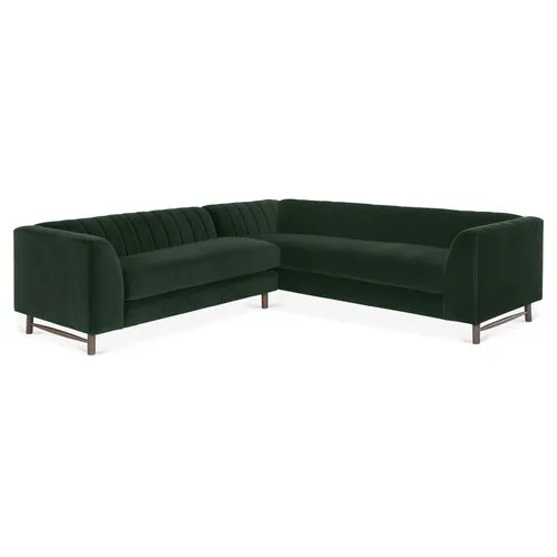 Alden Velvet Sectional - Green