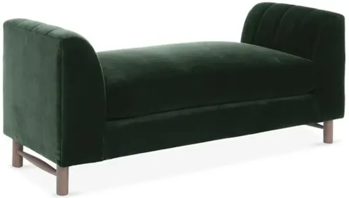 Alden Velvet Bench - Green