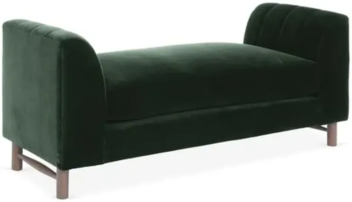 Alden Velvet Bench - Green