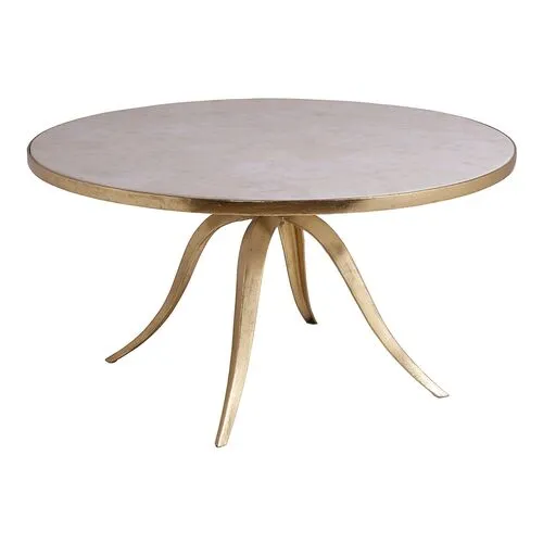 Crystal Stone Coffee Table - White/Gold - Artistica