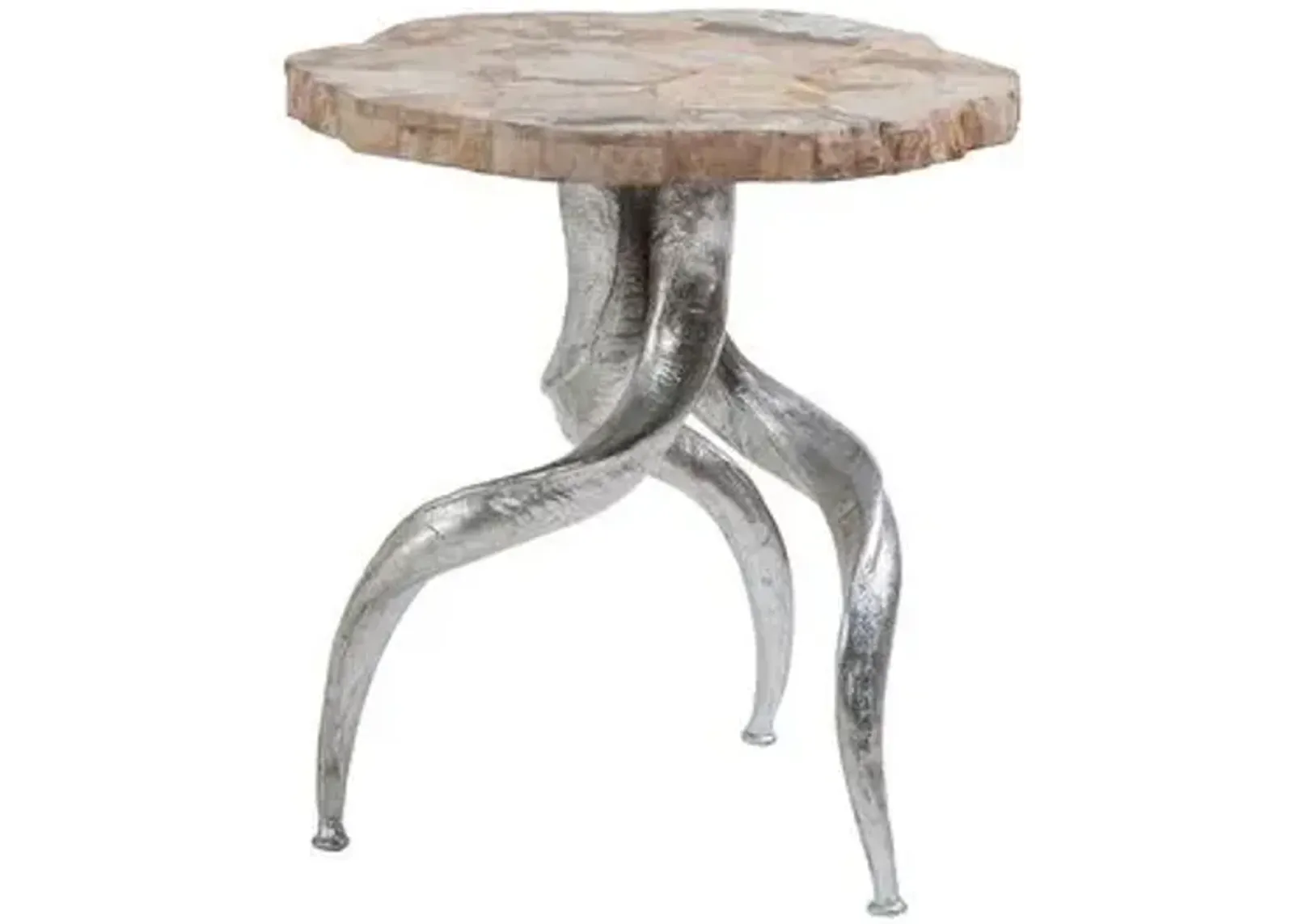 Peck Side Table - Ivory - Artistica - Brown