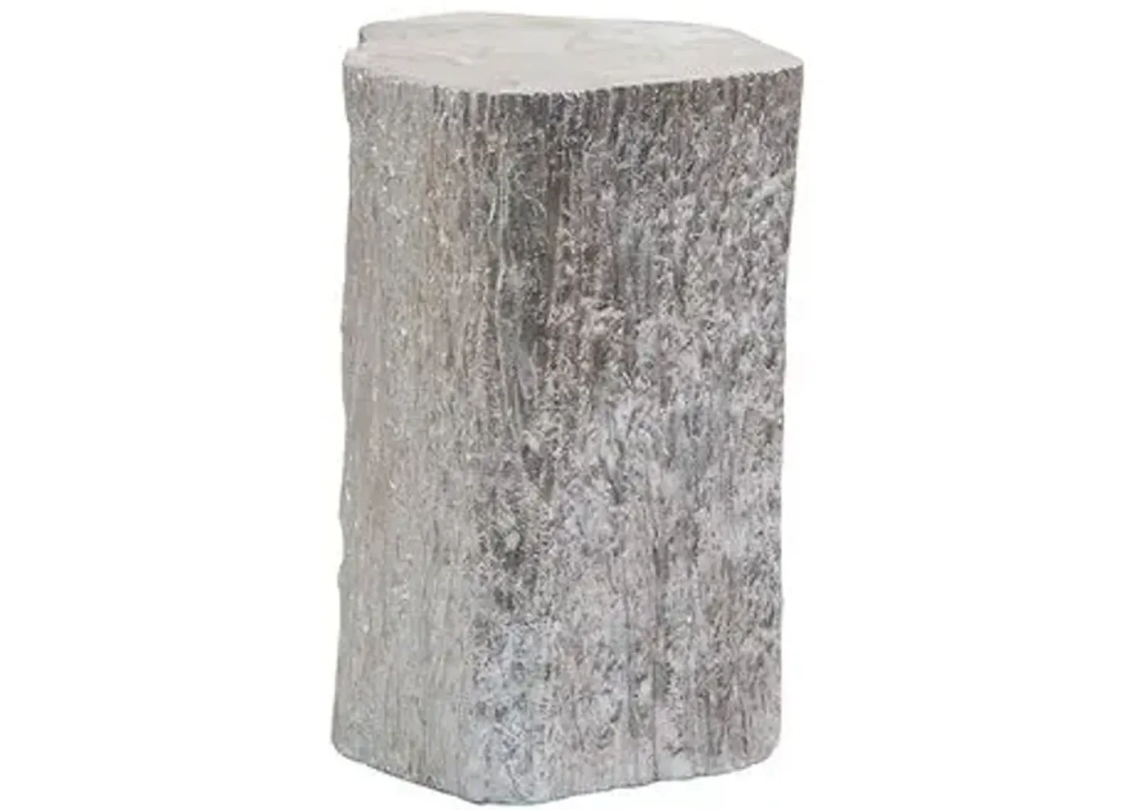 Trunk Segment Tall Side Table - Silver Leaf - Artistica