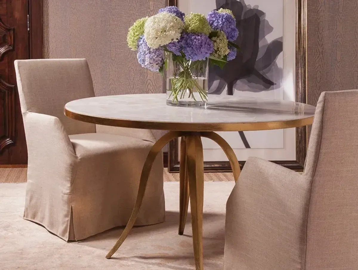Crystal Stone Dining Table, White/Gold