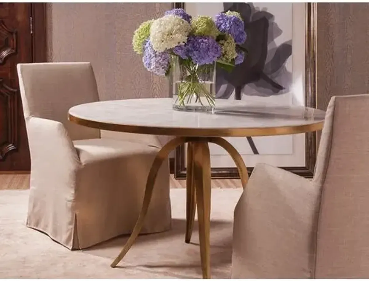 Crystal Stone Dining Table - White/Gold - Artistica