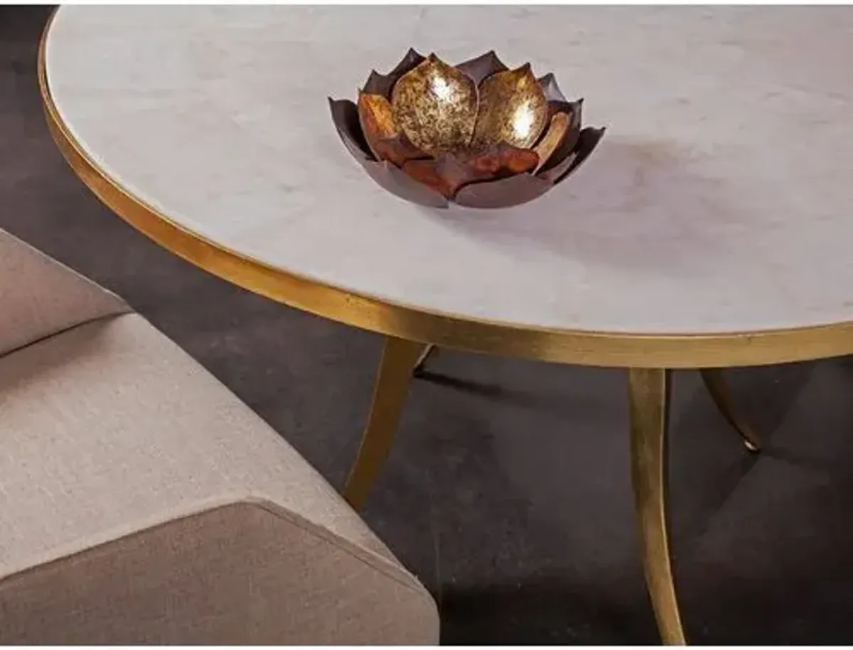 Crystal Stone Dining Table - White/Gold - Artistica