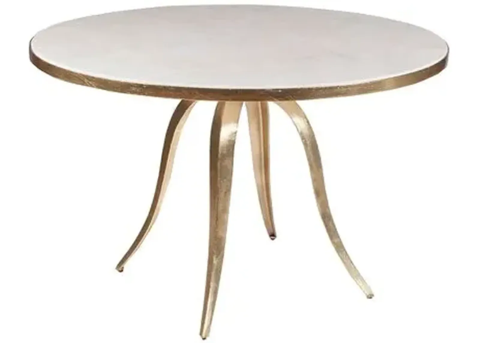 Crystal Stone Dining Table - White/Gold - Artistica