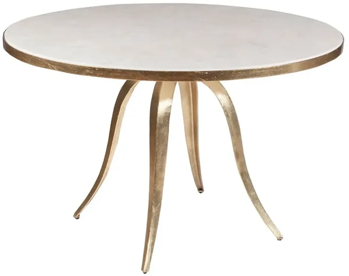 Crystal Stone Dining Table, White/Gold