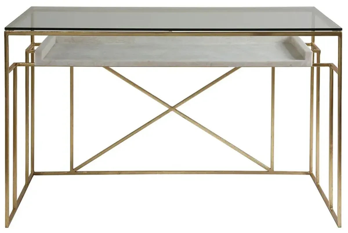 Cumulus Writing Desk, White/Gold