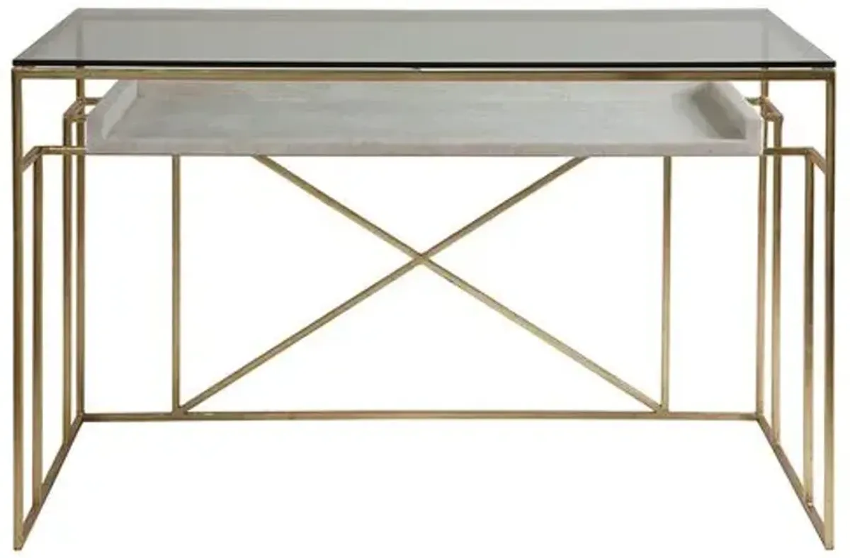 Cumulus Writing Desk - White/Gold - Artistica