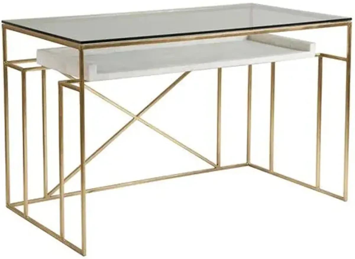 Cumulus Writing Desk - White/Gold - Artistica