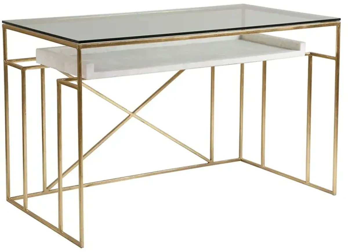 Cumulus Writing Desk, White/Gold