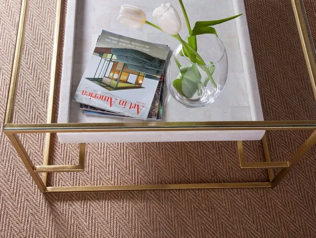 Cumulus Rectangular Coffee Table, White/Gold