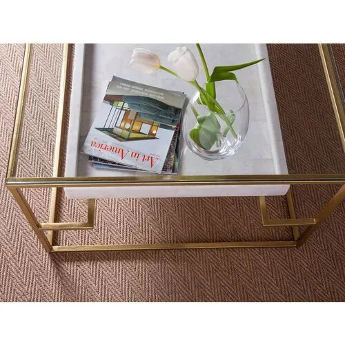 Cumulus Rectangular Coffee Table - White/Gold - Artistica - Clear