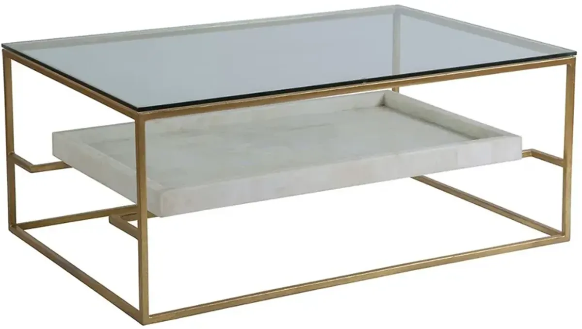 Cumulus Rectangular Coffee Table, White/Gold