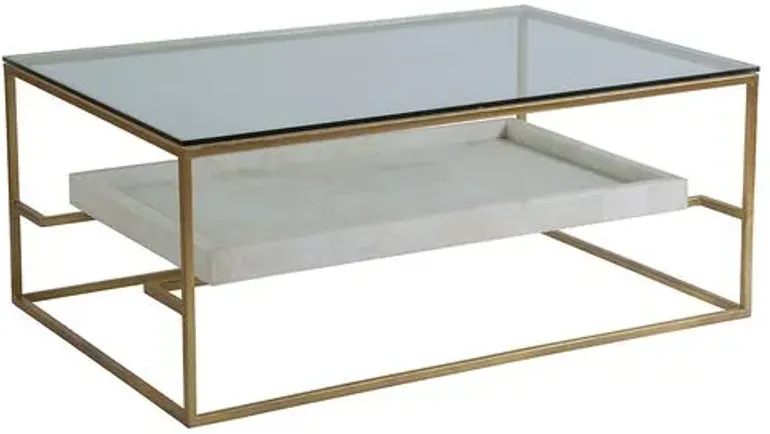 Cumulus Rectangular Coffee Table - White/Gold - Artistica - Clear