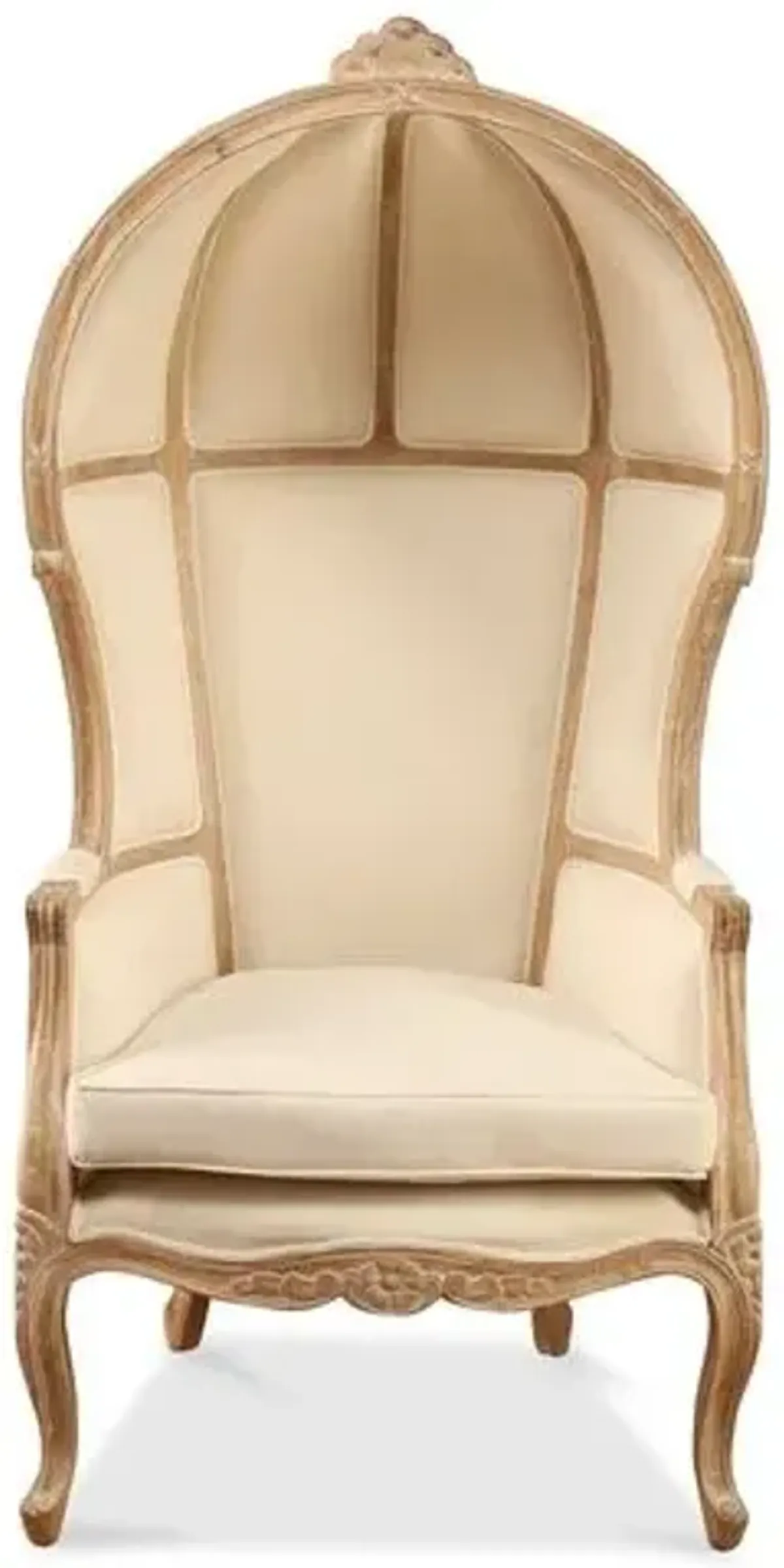 Monk Canopy Chair - Off-White Linen - Handcrafted - Ivory