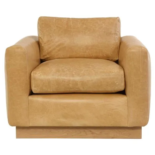 Furh Club Chair - Camel Leather - Community