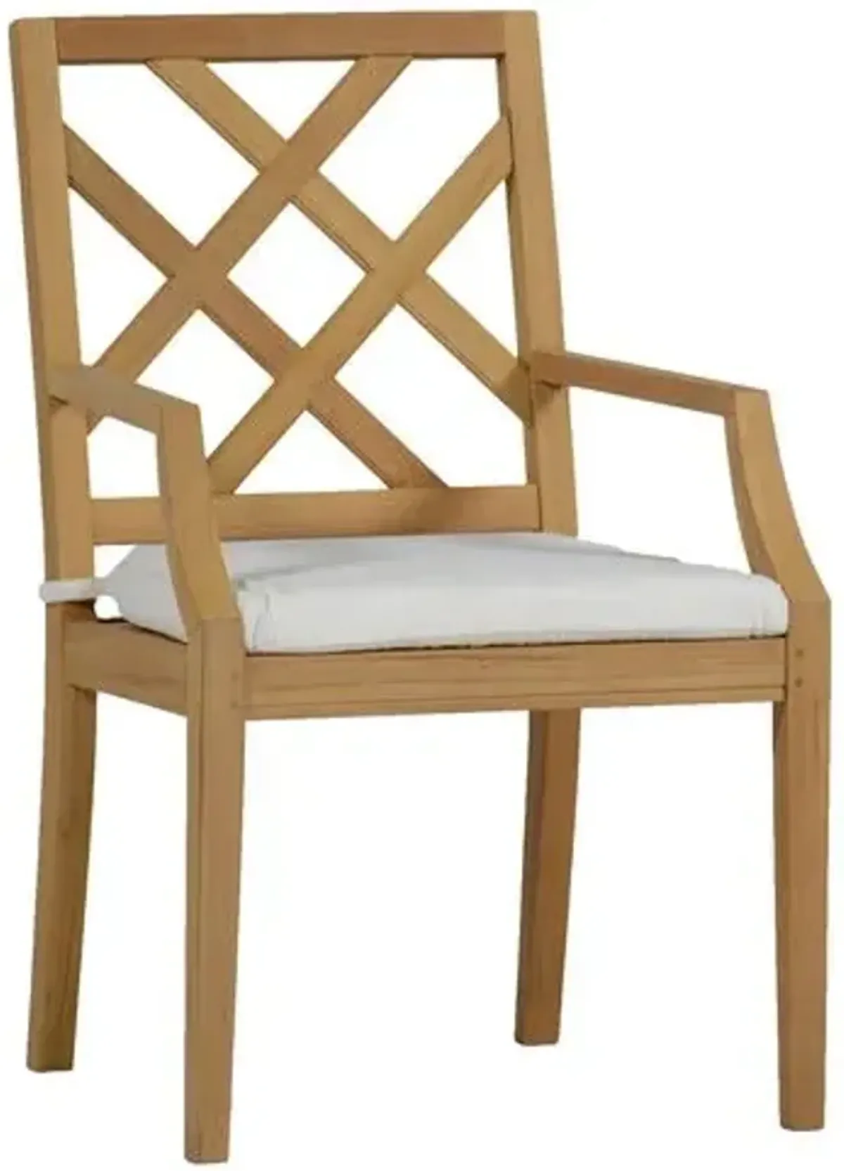 Haley Teak Outdoor Armchair - Natural/White - Summer Classics