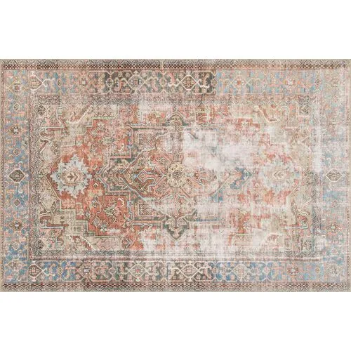 Alton Rug - Terracotta/Sky - Pink - Pink