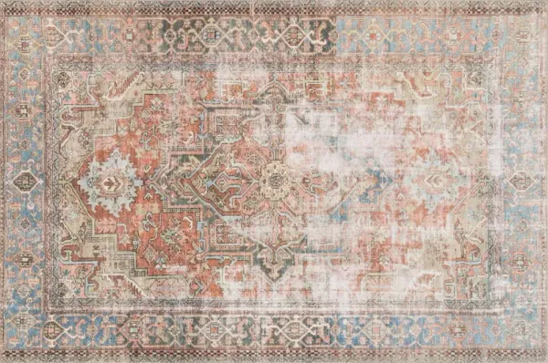 Alton Rug - Terracotta/Sky - Pink - Pink