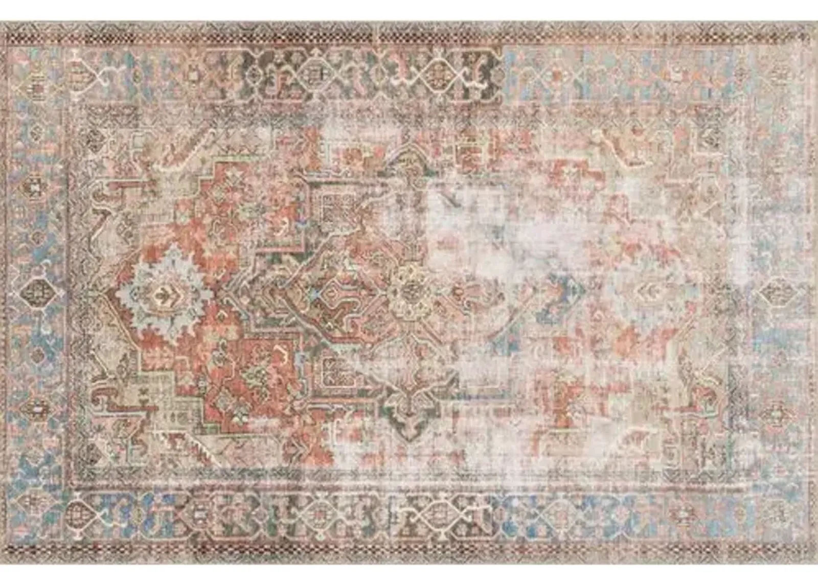 Alton Rug - Terracotta/Sky - Pink - Pink