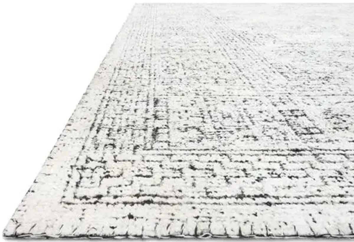 Arley Hand-Knotted Rug - White/Black - Black