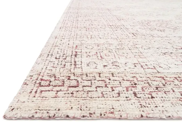 Arley Hand-Knotted Rug, White/Berry