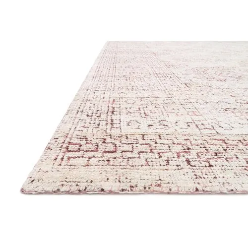 Arley Hand-Knotted Rug - White/Berry - Pink - Pink