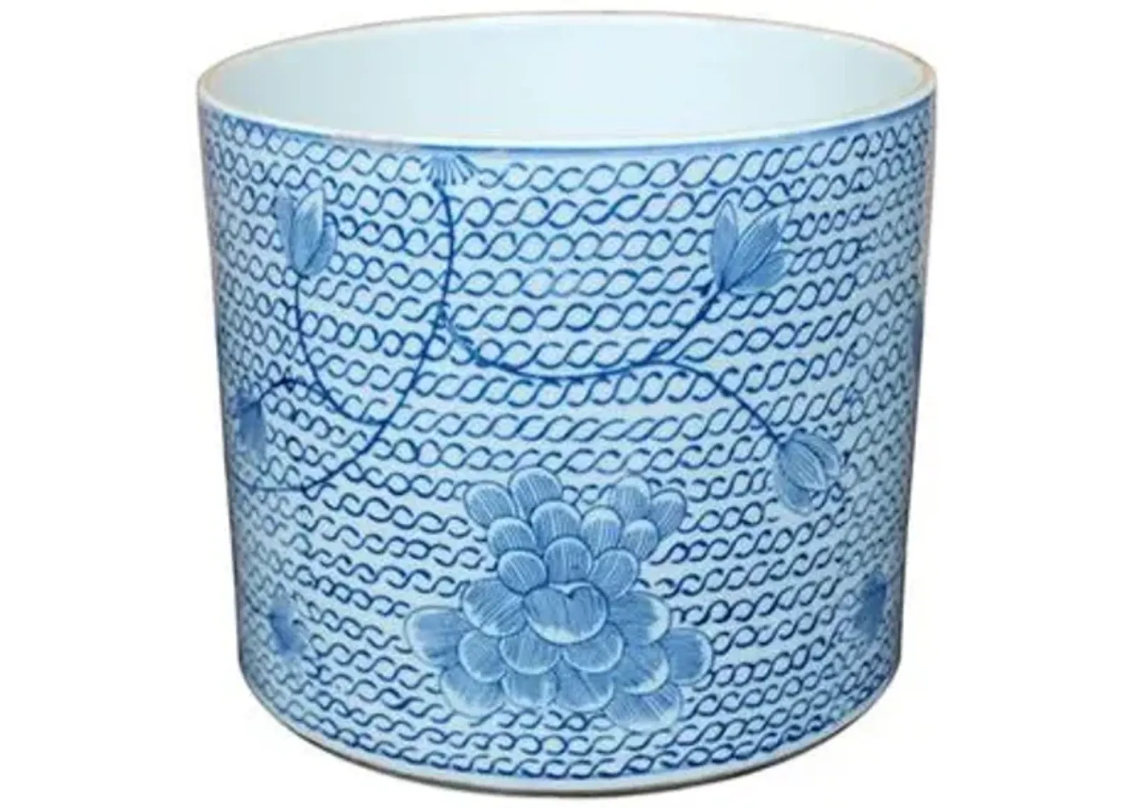 8" Floral Chain-Link Outdoor Planter - Blue/White - 8"