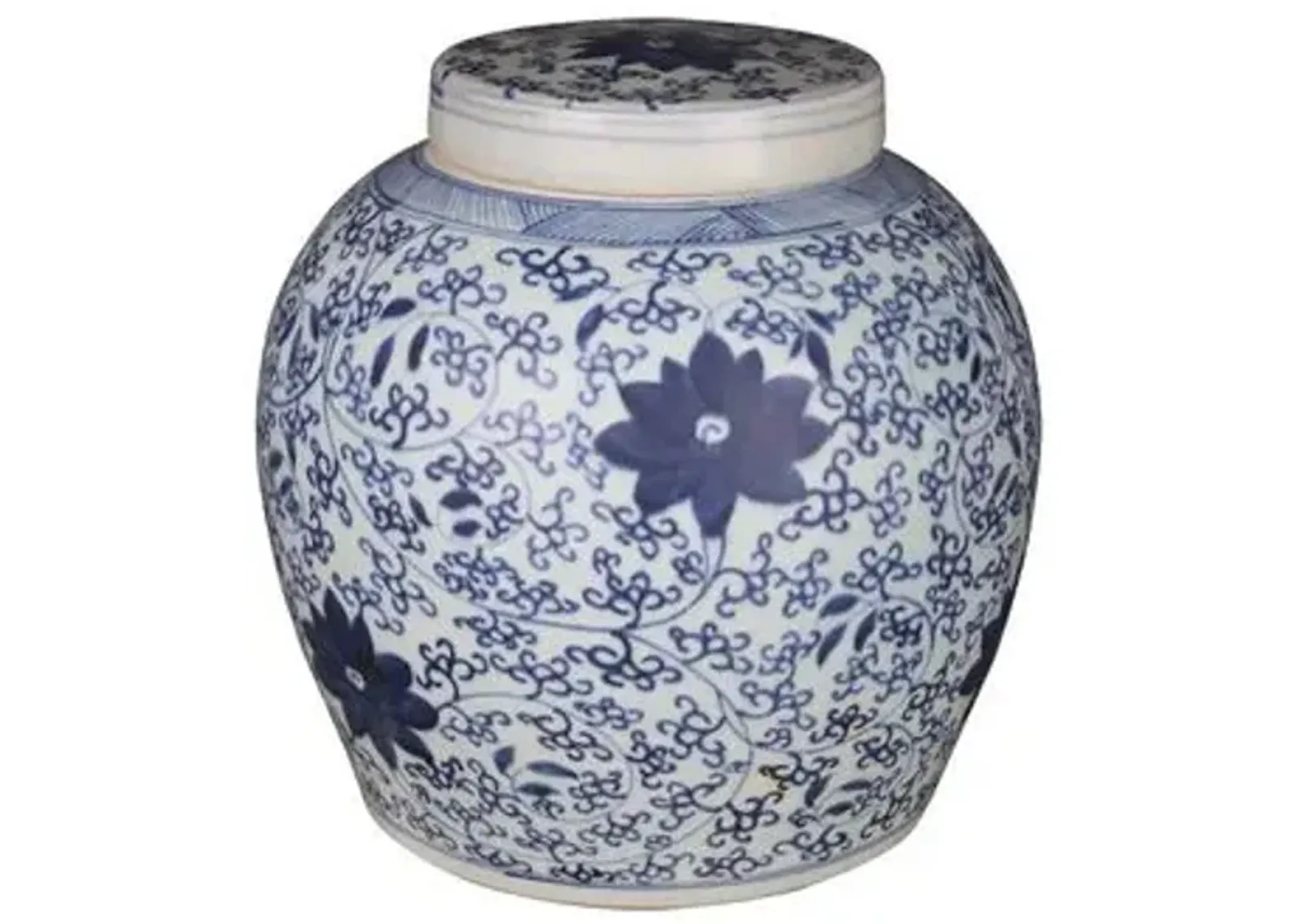 11" Blooming Vine Jar - Blue/White